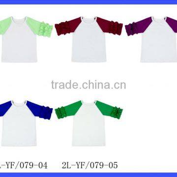 Wholesale Baby Girls Clothing Solid Color Cotton Half Sleeves Raglan Shirts Girls Ruffle Icing Raglan photo-6