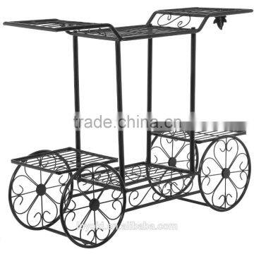 Elegant European Style Cart Design 6 Tier Wrought Metal Planter / Flower Pot Holder Display Rack Stand Garden Decor photo-5