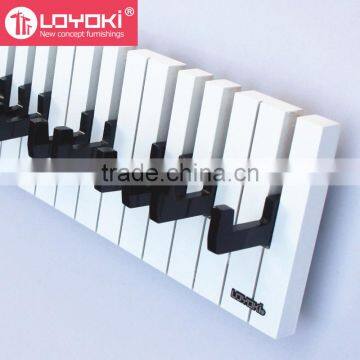 2016 New Design Home Wall Decoration Piano Wall Mount Hook Multifunction Clothes Coat Rack and Key Holder Wall Hook photo-5