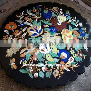 Black Marble Inlaid Table Top, Marble Inlay Coffee Table Top