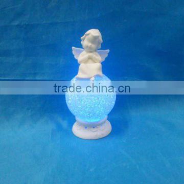 hot sale ceramic angel figurine with light for home decoration