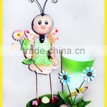 Cheap cute metal bee flower pot for garden decoration