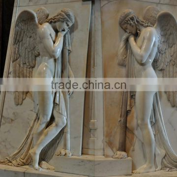 chinese stone carving marble statues of angels for garden decoration