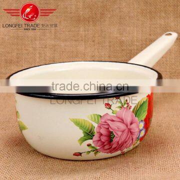 Enamelware Casserole /enamel Casserole Pot Milk Pot With Flower Decal photo-4