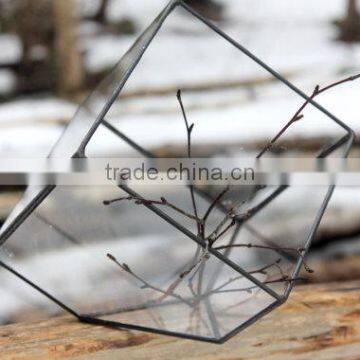 Modern Planter for Indoor Gardening Geometric Handmade Glass Terrarium photo-3