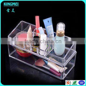 Custom make up organizer transparent packing and two layers cosmetic box