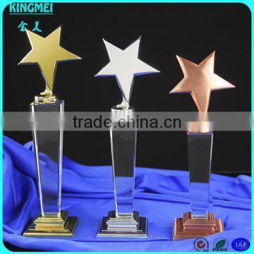 KM-ZP65 Elegant clear crystal glass colored star blank award trophies