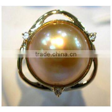 Bowknot Latest Gold Ring Designs Pearl Ring Tahitian Pearl Ring