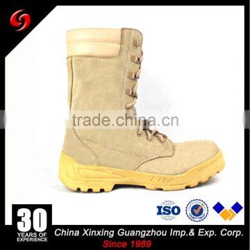 Factory price khaki suede cow leather army tactical military desert boots with zipper