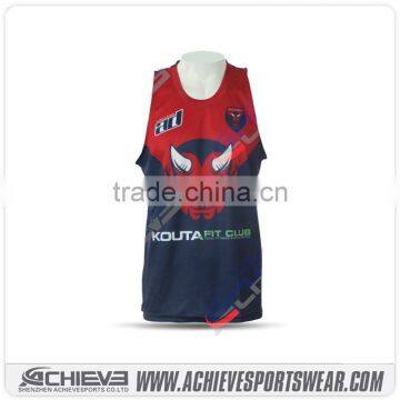 customized sleeveless vest ,sublimation polyester running vest