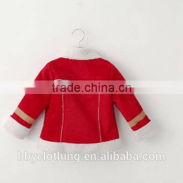British Style White Plush Lining Suede Turn-down Collar Children Winter Jacket With Zipper photo-3
