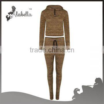 New Womens Cropped Hooded Sweater Top Tracksuit Joggers Pants Lounge Wear Set photo-3