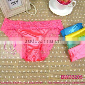 Sexy Satin Panties for Women With Front Top and Back Part Lace Decorated Satin Bikini Panties for Your Girls Women Ladies Cheap photo-6