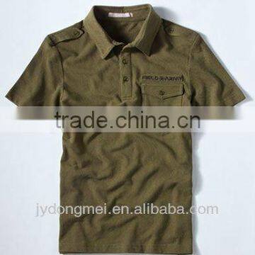 mens army green cotton Polo shirt