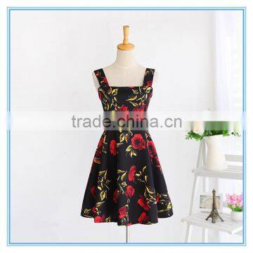 Ladies Western Fashion Summer Umbrella Floral Casual One Piece Dress Designs photo-2