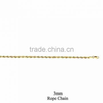 3 MM Gold Plated Rope Chain