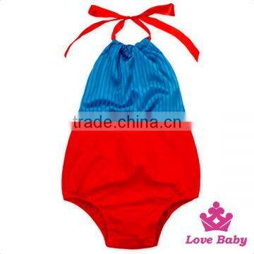 Wholesale Toddler Unisex Boutique Clothing Yellow And Red Halter Infant Newborn Baby Romper Blank Bodysuit photo-2
