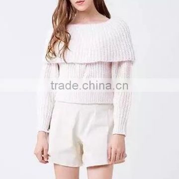 Runwaylover 2017 Ladies New Style Fashion Off-Shoulder Knitted Pullover Sweaters