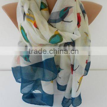 2015 new fashion print bird Oversize Scarf women