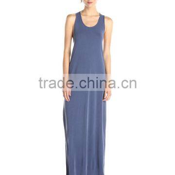 Women's Twisted Back Tank Cotton/Spandex Long Maxi Dress photo-4