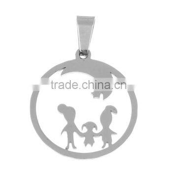 Stainless Steel Cut Out Pendants Parents And Child Silver Tone Star