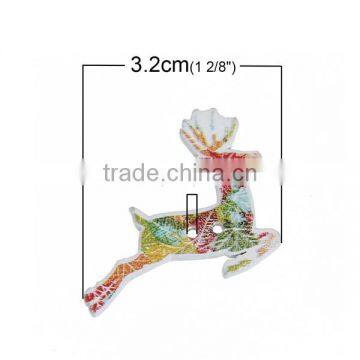 Wood Sewing Buttons Scrapbooking 2 Holes Christmas Reindeer At Random photo-2