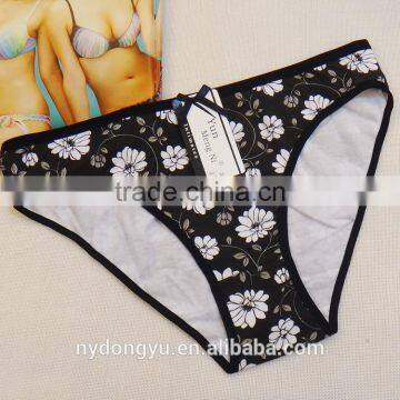 black white daisy cotton brief panties/yje wholesale plus size sexy cotton breathable underwea panties/mulit color