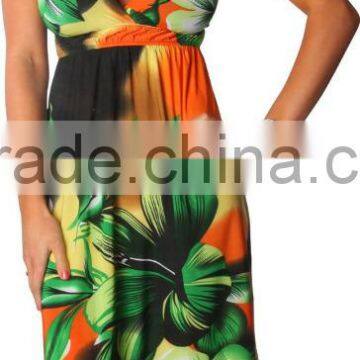 Tropical Printed Sexy Beachwear Cotton Printed Sundress