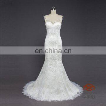 HMY-E0485 Sexy Sparkling Neckline Beading Backless Detachable Train Mermaid Cut Wedding Dress Bridal Gown 2017