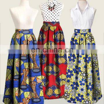 small quantity custom womens african wax prints fabric hollandais maxi skirt