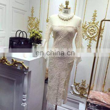 2016 Latest Arrival Women Splicing Pencil Mini Dress Wholesale Sexy White Lace fishtail Wedding Dress patterns