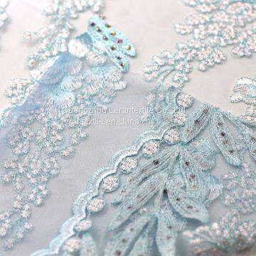 New Fashion Laser Cut Embroidered 3d Flower Lace Fabrics With Bead photo-3