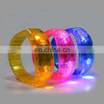 Led bracelet sound activated with flashing light button activated custom logo concert led bracelet