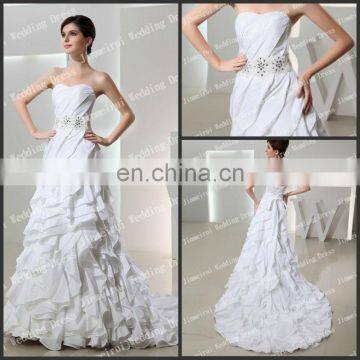 Unique Design Tiered A-line Whoselable Whosale High Quality Real Sample Wedding Dress