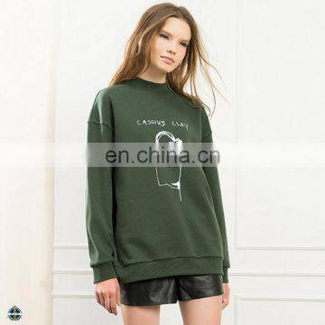 T-WH524 Custom Design Mock Up Neck Drop Shoulder Sweatshirt Women