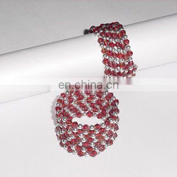 Red and Silver Beaded Napkin Ring for Wedding