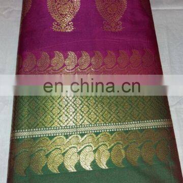 Women's Dress Indian Saree Zari Work Pallu Silk Sari Wedding Dress