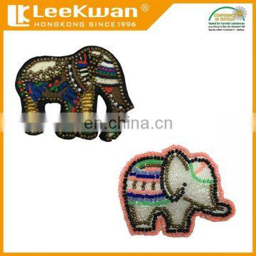 2018 new high quality sew on crystal beaded rhinestone elephant applique patch