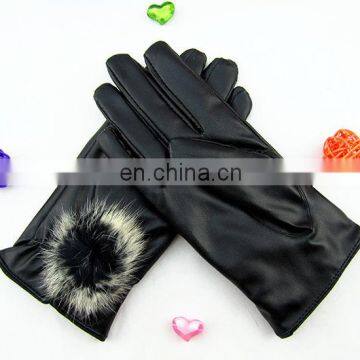 Cute Fashion warm leather gloves with velvet lint for driving and touch gloves for ladies and women