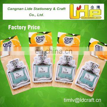 Promotion gift scents bottle shape paper air freshener using in car for ladies