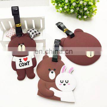 2017 new design customized bear shape soft rubber pvc luggage tag