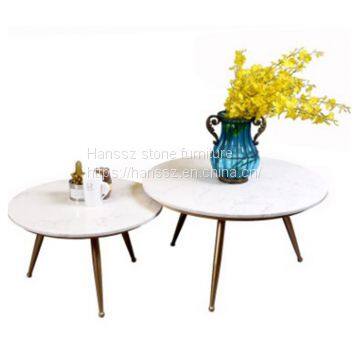 High quality round white coffee table calacutta white table top