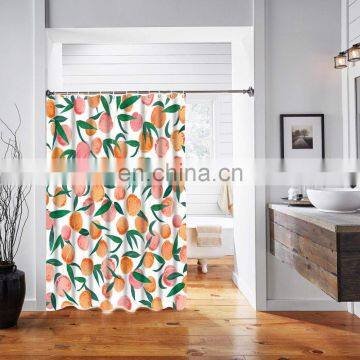 Hot Sale Orange Pattern Digital Printing Shower Curtain With Hooks photo-2
