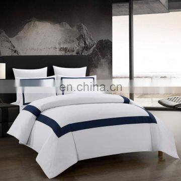 Luxury Blue bed sheet  bedding set 100% cotton for hotel