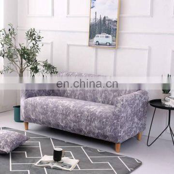 i@home morden simple non-slip polyester marble pattern printed elastic sofa cover stretch grey