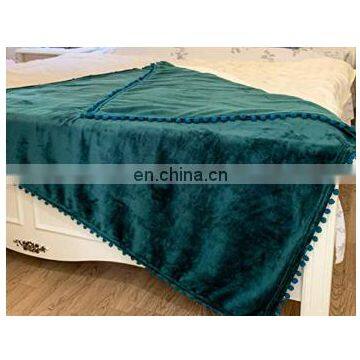 Custom 100% Polyester Flannel Spring/Autumn Brushed Cozy Fleece Throw Blanket With Tassels photo-4