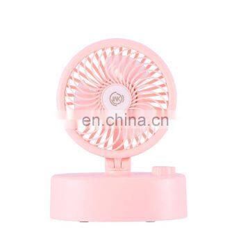 Mini Desktop Style Rechargeable USB Oscillating Swing Fans with Light Indicator