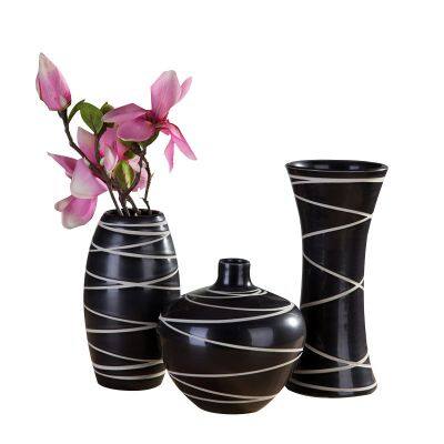 Matte Glaze Large White Stripe Sculpture Jingdezhen Ceramic Vase Decoration For Grow Fresh Flowers photo-5