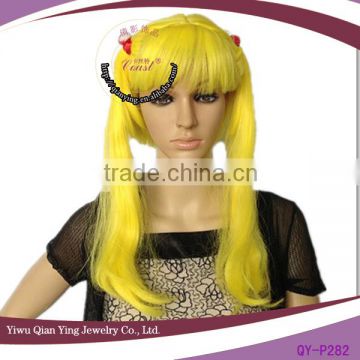 Two long braided yellow cheap cosplay wigs