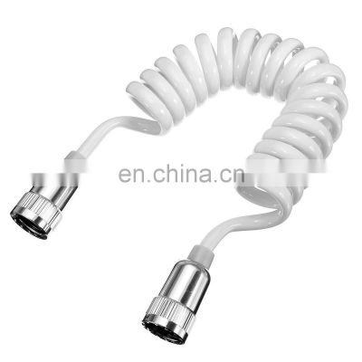 Flexible white expandable water sink spring shape extension shower hose